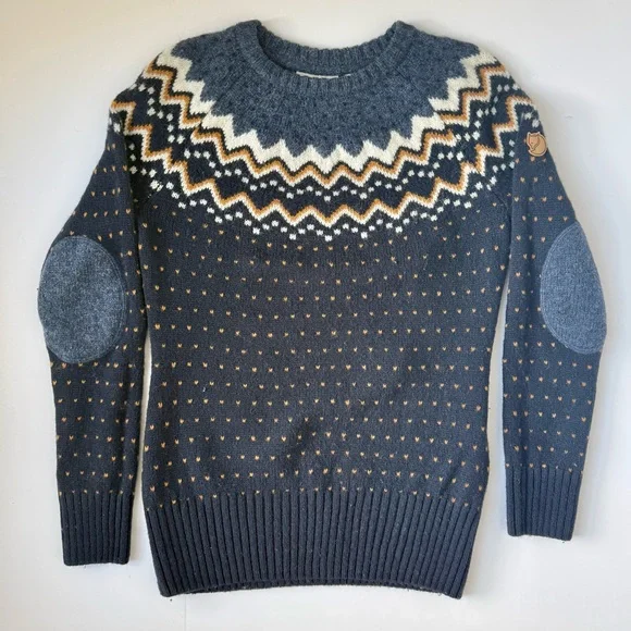 Fjallraven Ovik Knit Wool Sweater Womens Small Navy Crewneck - Picture 3 of 8